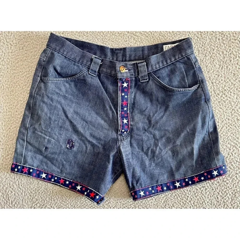 Vintage 60s FARAH‎ Shorts Denim High Waist Western Cowgirl 4th July